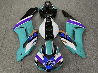 Blanc Bleu Sarcelle Violet Noir 6 Carénage Moto Honda CBR1000RR 2004-2005 Pas Chère