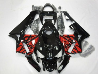 Noir Brillant Tribal Rouge Carénage Moto Honda CBR600RR 2005-2006 Pas Chère