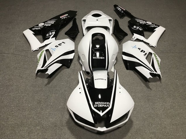 Blanc Noir Brillant Carénage Moto Honda CBR600RR 2013-2023