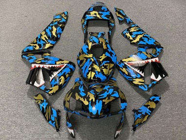 Bleu Or Camouflage Requin Carénage Moto Honda CBR600RR 2003-2004 Pas Chère