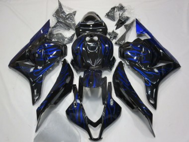 Noir Brillant Bleu Flamme Carénage Moto Honda CBR600RR 2009-2012 Pas Chère