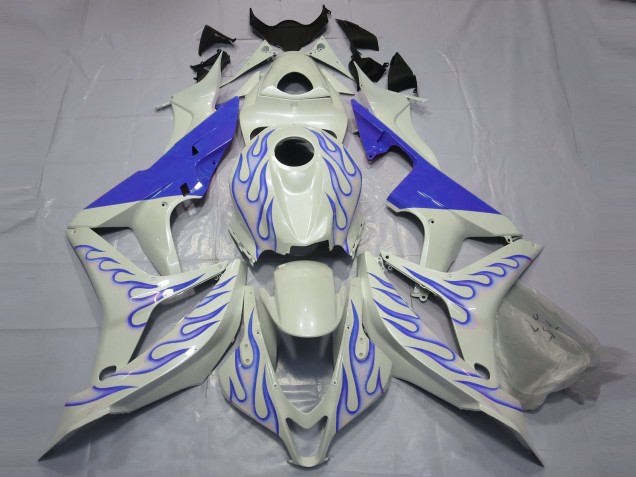 Blanc Bleu Flamme Carénage Moto Honda CBR600RR 2007-2008