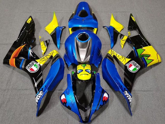 Bleu Jaune Noir Brillant Requin Carénage Moto Honda CBR600RR 2007-2008