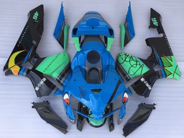 Bleu Vert Noir Requin Carénage Moto Honda CBR600RR 2005-2006 Pas Chère