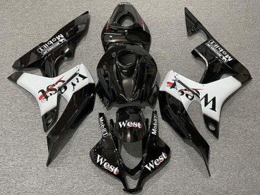 Noir Brillant Blanc West Style Carénage Moto Honda CBR600RR 2007-2008 Pas Chère