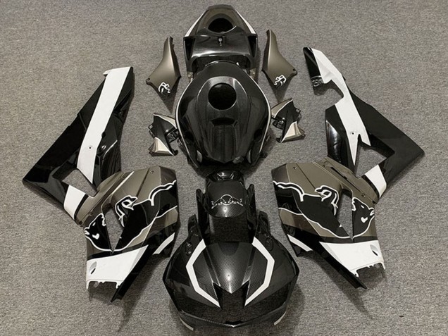 Noir Fibre de Carbone Blanc Taureau Carénage Moto Honda CBR600RR 2013-2023