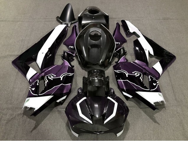 Noir Fibre de Carbone Blanc Violet Taureau Carénage Moto Honda CBR600RR 2013-2026