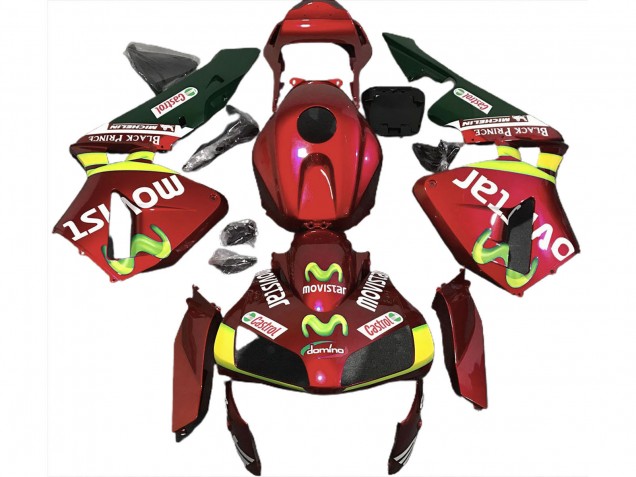 Rouge Jaune Vert MoviStar Carénage Moto Honda CBR600RR 2003-2004