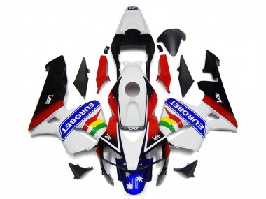 Blanc Rouge Bleu Noir Brillant EuroBet Carénages Moto Honda CBR600RR 2003-2004 Pas Chère