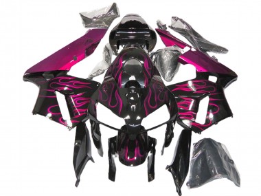 Noir Brillant Rose Flamme Carénage Moto Honda CBR600RR 2005-2006 Pas Chère