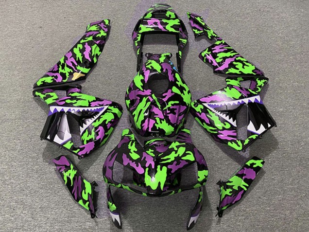 Vert Rose Camouflage Requin Carénage Moto Honda CBR600RR 2003-2004
