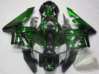 Noir Brillant Bleu Flamme Carénage Moto Honda CBR600RR 2003-2004 Pas Chère