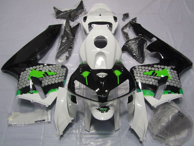 Blanc Vert Noir Splatter Carénage Moto Honda CBR600RR 2005-2006