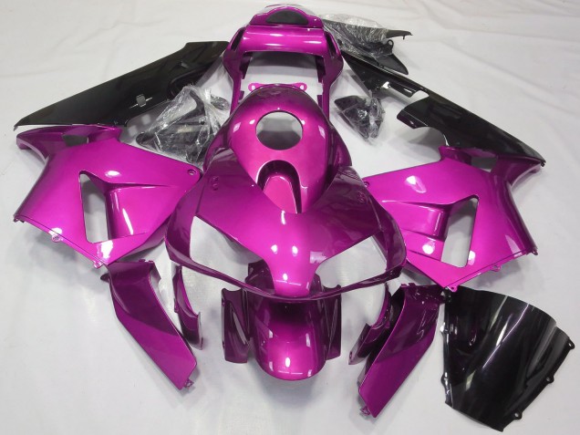 Rose Vif Noir Brillant Carénage Moto Honda CBR600RR 2003-2004