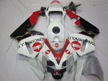 Blanc Rouge Noir Brillant Konica Minolta Carénage Moto Honda CBR600RR 2003-2004 Pas Chère