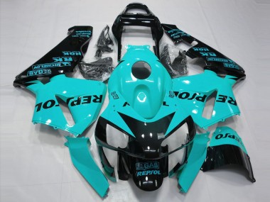 Bleu Clair Noir Brillant Repsol Carénage Moto Honda CBR600RR 2003-2004 Pas Chère
