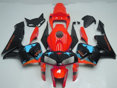 Rouge Bleu Clair Noir Splatter Carénage Moto Honda CBR600RR 2005-2006 Pas Chère