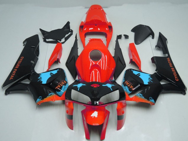 Rouge Bleu Clair Noir Splatter Carénage Moto Honda CBR600RR 2005-2006