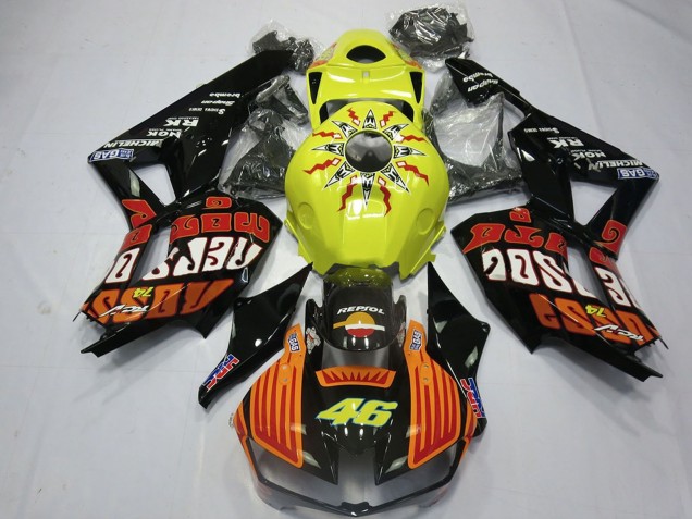 Jaune Orange Noir Brillant Rossi 46 Carénage Moto Honda CBR600RR 2013-2026