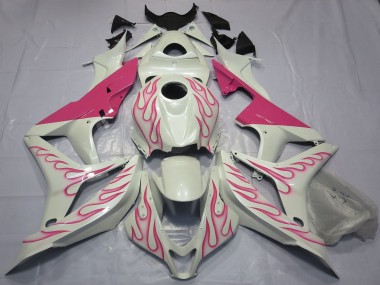 Blanc Rose Flamme Carénage Moto Honda CBR600RR 2007-2008 Pas Chère
