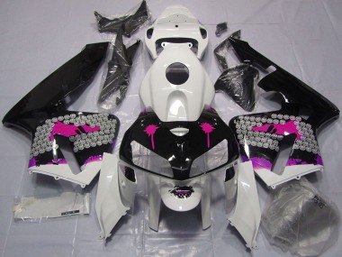 Rose Splatter on Noir Brillant Carénage Moto Honda CBR600RR 2005-2006 Pas Chère