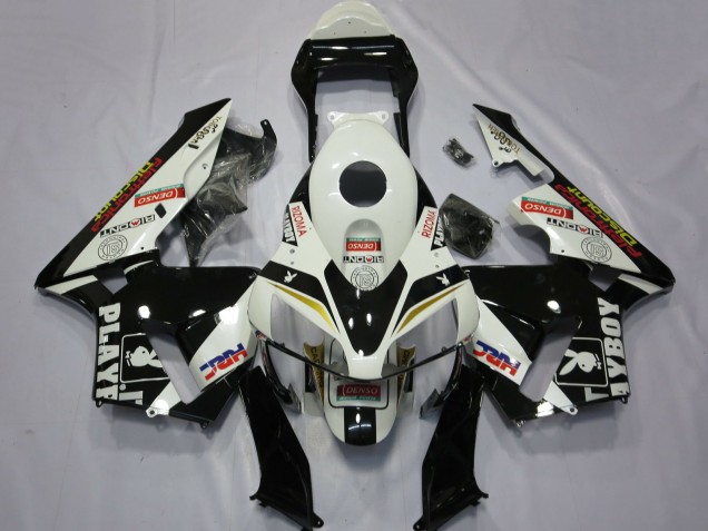 Blanc Jaune Noir Brillant HRC Playboy Carénage Moto Honda CBR600RR 2003-2004