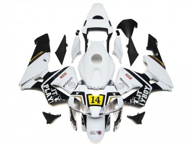 Blanc Jaune Noir Brillant Playboy 14 Carénage Moto Honda CBR600RR 2003-2004 Pas Chère