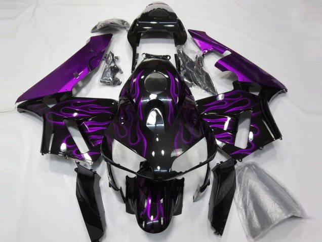 Noir Brillant Violet Flamme Carénage Moto Honda CBR600RR 2003-2004
