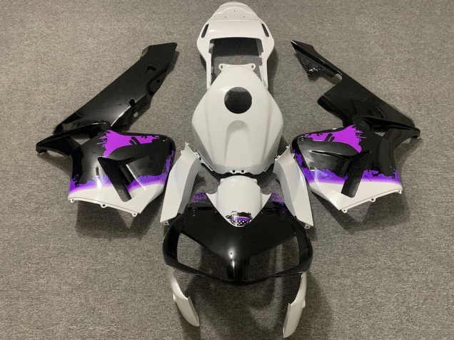Blanc Violet Noir Brillant Splatter Carénage Moto Honda CBR600RR 2003-2004