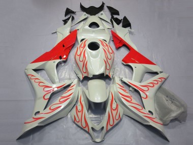 Blanc Rouge Flamme Carénage Moto Honda CBR600RR 2007-2008 Pas Chère