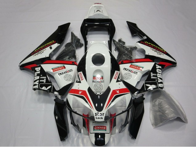 Blanc Rouge Noir Brillant Playboy Carénage Moto Honda CBR600RR 2003-2004