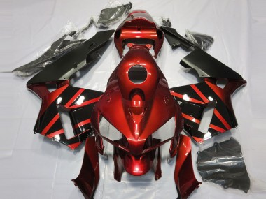 Rouge Noir Brillant Design Carénage Moto Honda CBR600RR 2005-2006 Pas Chère
