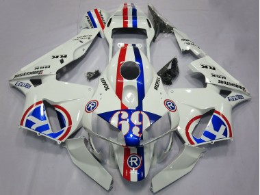 Blanc Rouge Bleu Repsol 69 Carénage Moto Honda CBR600RR 2003-2004 Pas Chère