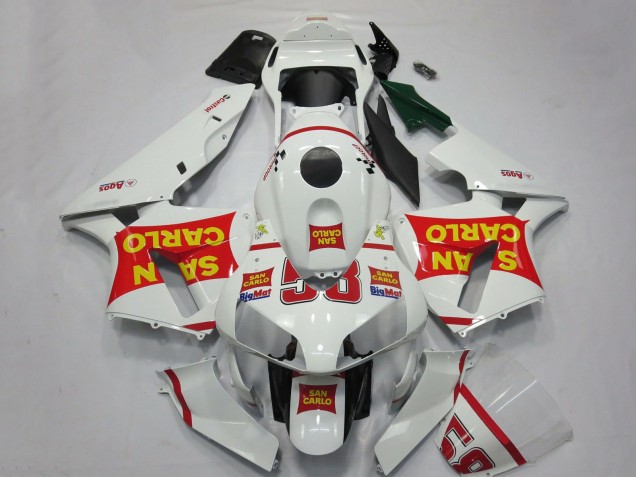 Blanc Rouge Jaune San Carlo 58 Carénage Moto Honda CBR600RR 2003-2004