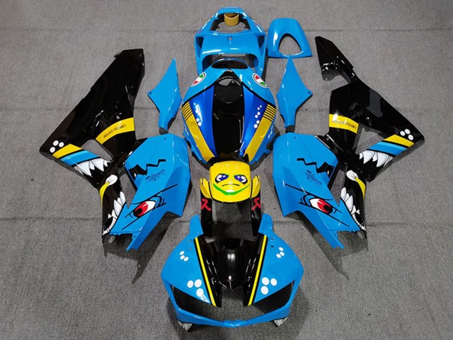 Bleu Jaune Noir Brillant Requin Carénage Moto Honda CBR600RR 2013-2023
