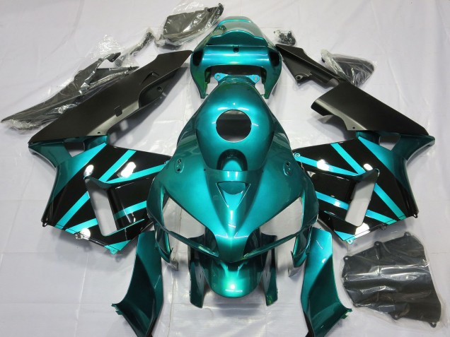 Teal Noir Brillant Design Carénage Moto Honda CBR600RR 2005-2006