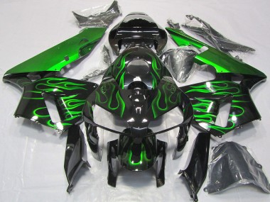 Noir Brillant Vibrant Vert Flamme Carénage Moto Honda CBR600RR 2005-2006 Pas Chère