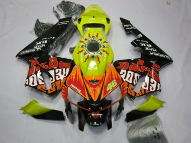 Jaune Vibrant Noir Rossi Carénage Moto Honda CBR600RR 2005-2006 Pas Chère