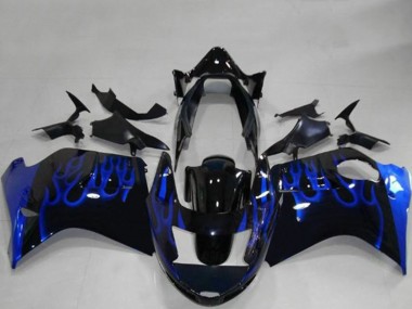 Noir Brillant Bleu Flamme Carénage Moto Honda CBR1100XX Blackbird 1996-2007 Pas Chère