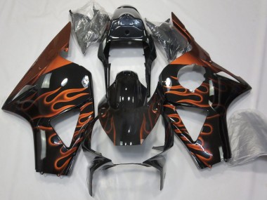 Noir Brillant Orange Flamme Carénage Moto Honda CBR954RR 2002-2003 Pas Chère