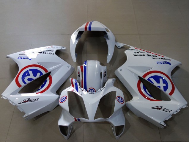 Blanc Bleu Rouge Personnalisé R Carénage Moto Honda VFR 800 2002-2013
