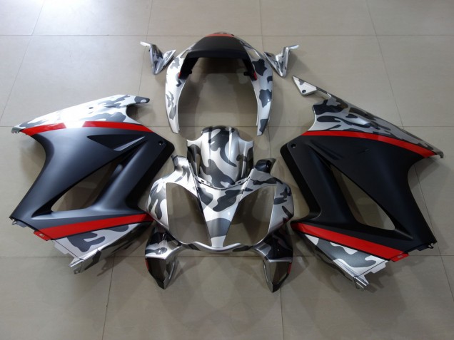 Gris Camouflage Rouge Noir Mat Carénage Moto Honda VFR 800 2002-2013