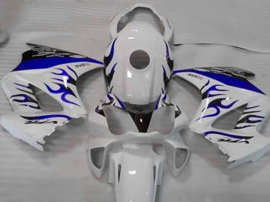Blanc Bleu Flamme Carénage Moto Honda VFR 800 2002-2013 Pas Chère