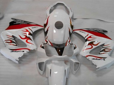 Blanc Rouge Flamme Carénage Moto Honda VFR 800 2002-2013 Pas Chère