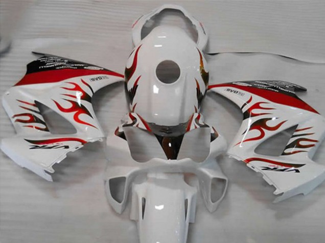 Blanc Rouge Flamme Carénage Moto Honda VFR 800 2002-2013