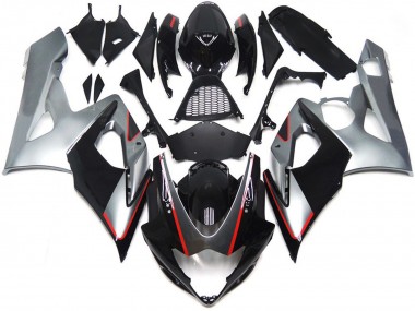 Noir Brillant Argent Rouge Carénage Moto Suzuki GSXR 1000 2005-2006 Pas Chère