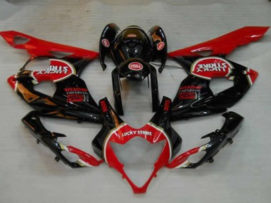 Noir Brillant Rouge Blanc Lucky Strike Carénage Moto Suzuki GSXR 1000 2005-2006 Pas Chère