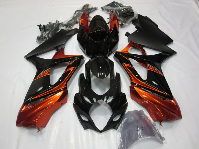 Orange Noir Carénage Moto Suzuki GSXR 1000 2007-2008