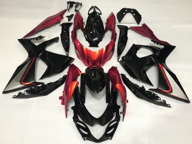 Noir Brillant Rouge Carénages Moto Suzuki GSXR 1000 2009-2016 Pas Chère