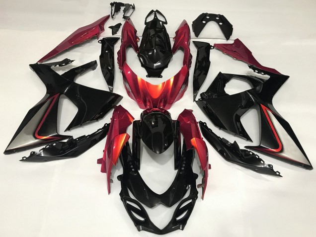 Noir Brillant Rouge Carénages Moto Suzuki GSXR 1000 2009-2016